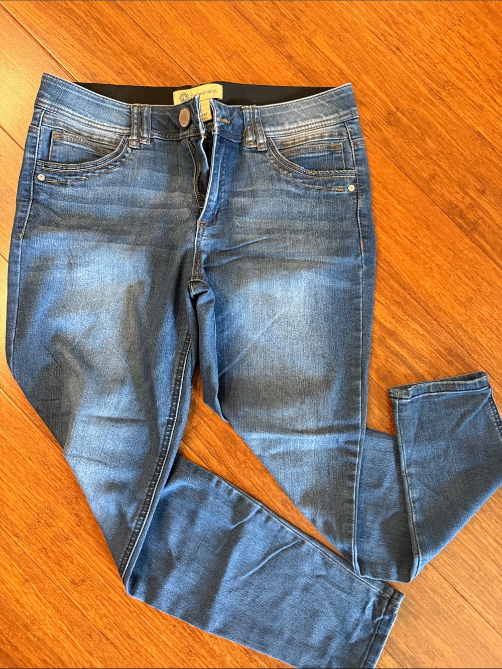 Democracy Medium Wash Skinny Jeans in Blue